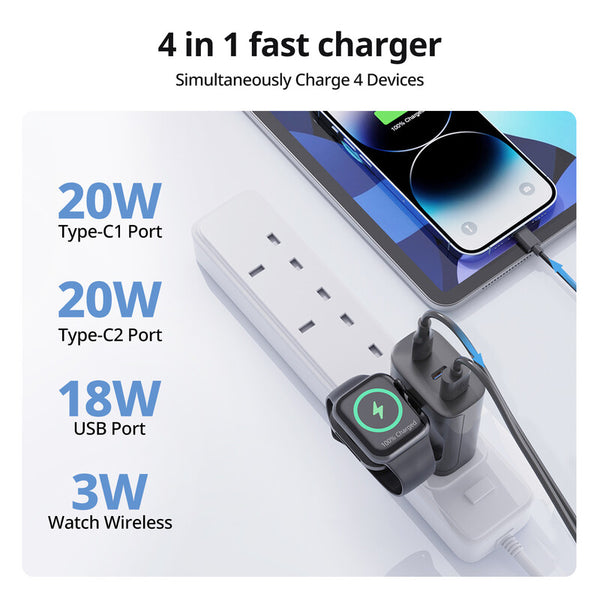 【門市發售】SuperV 4in1 43W PD&QC快充火牛(G43)